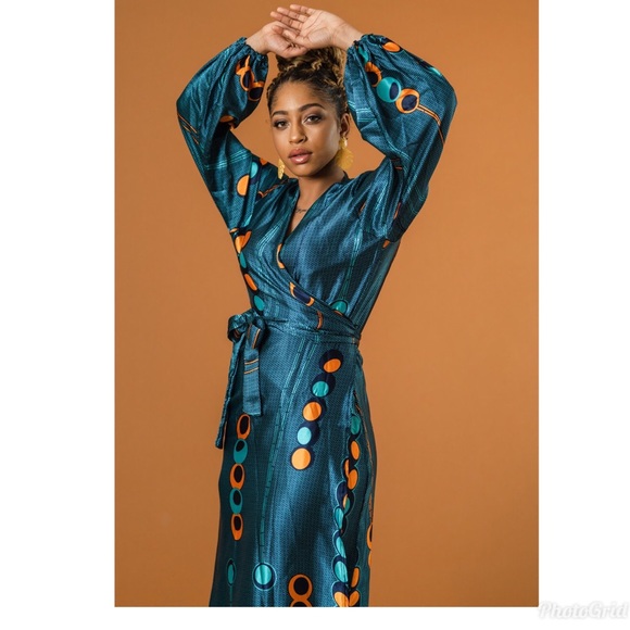 SAMPLE: Ankara Silk Wrap Dress - Picture 4 of 4